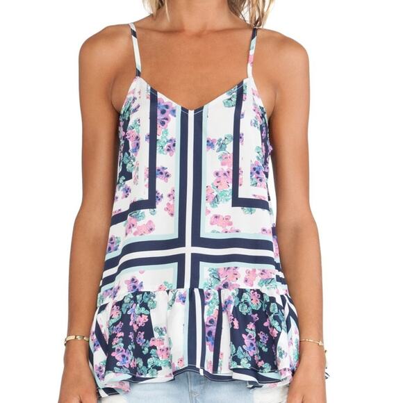 Lovers & Friends Fade Into You Tank in Floral Scarf Print NWT Size L - Picture 4 of 5